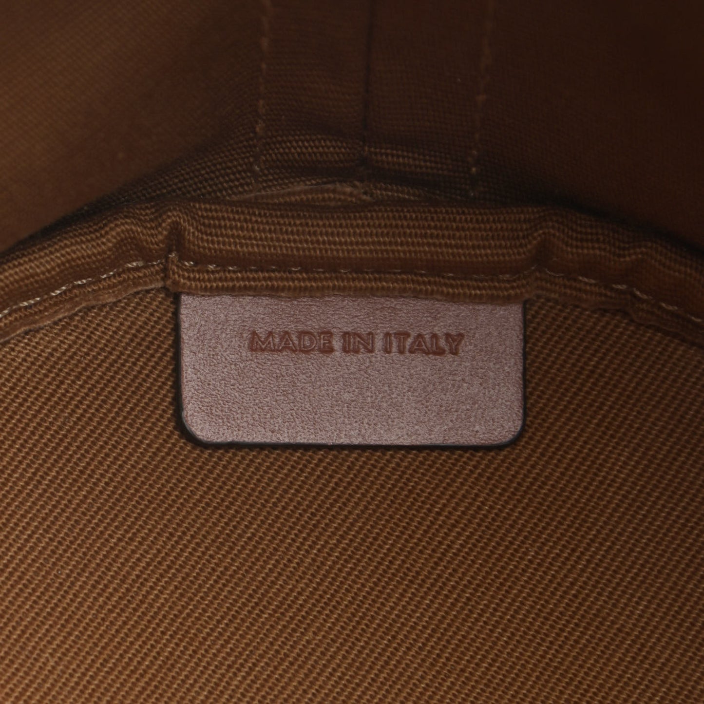 Triomphe Canvas Calfskin Small Drawstring Bucket Bag Tan