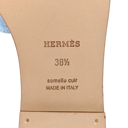 Hermes Denim Canvas Oran Sandals 38.5 Bleu Clair 8 of 9