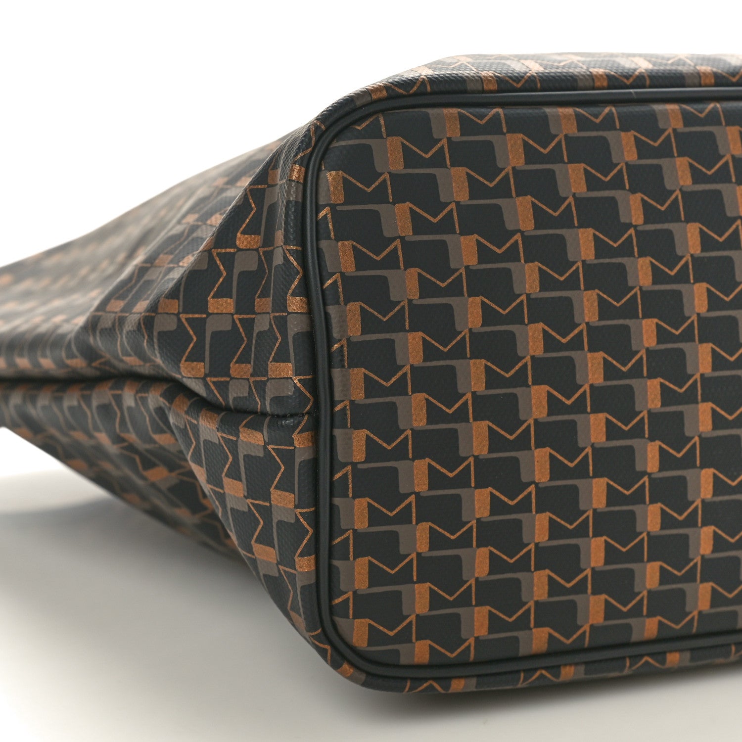 Moynat Canvas 1920 Calfskin Oh! Tote Ruban MM Carbon Bronze Ochre Bordeaux 8 of 9