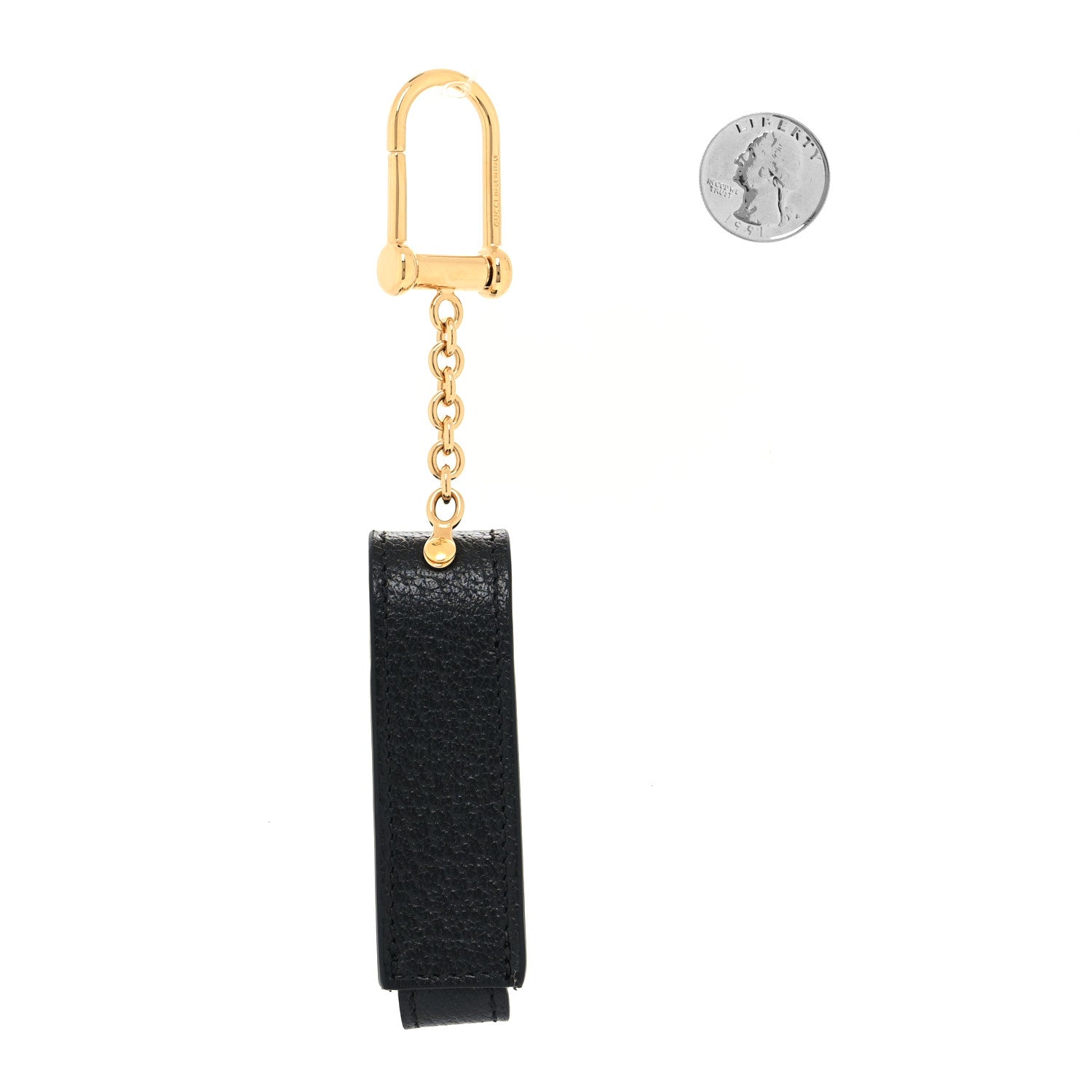 Gucci Textured Calfskin Enamel Single Porte Rouges Keychain Black 2 of 5