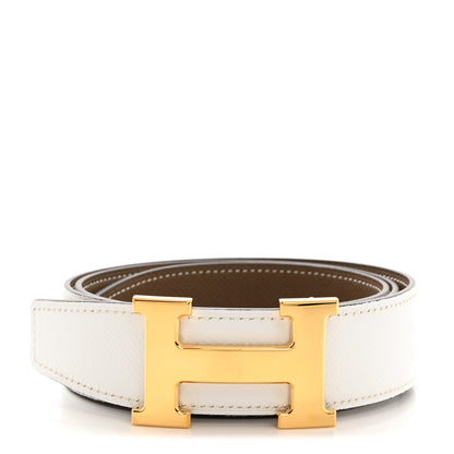 Hermes Epsom 32mm H Belt 80 85/34 White Etoupe 1 of 6