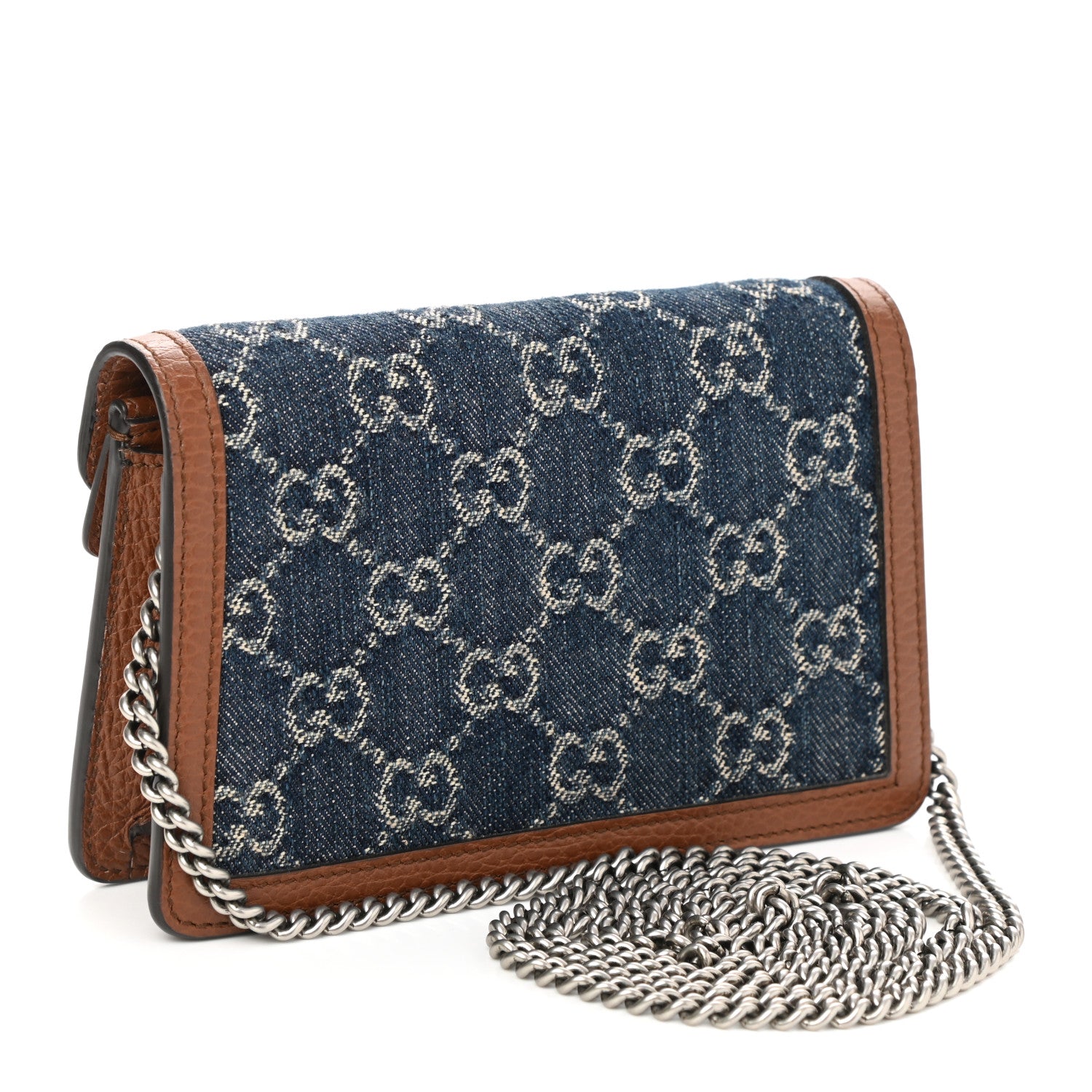 Gucci New Denim GG Monogram Dollar Calfskin Enamel Super Mini Dionysus Shoulder Bag Blue Tea Cuir Epilog Electric Blue 5 of 10