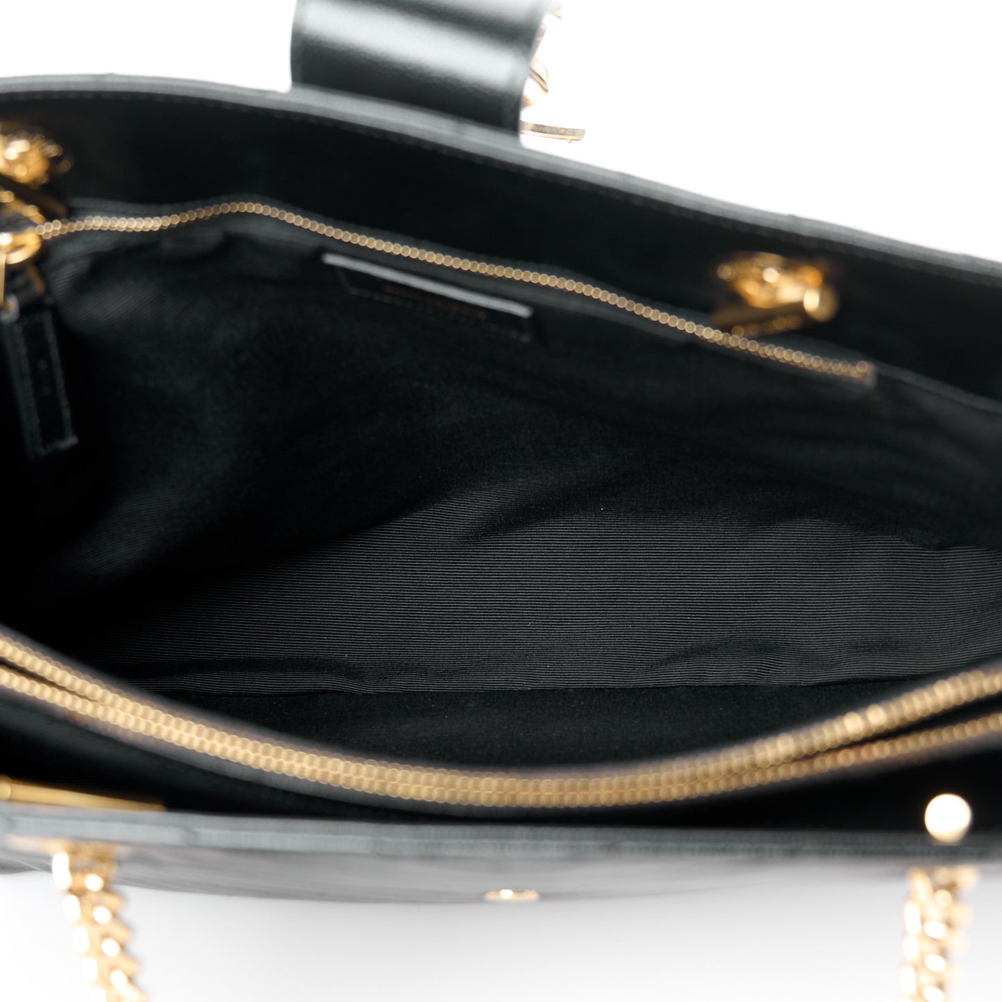 Grain De Poudre Matelasse Chevron Monogram Shopping Bag Black