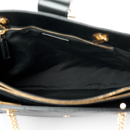 Saint Laurent Grain De Poudre Matelasse Chevron Monogram Shopping Bag Black 5 of 10