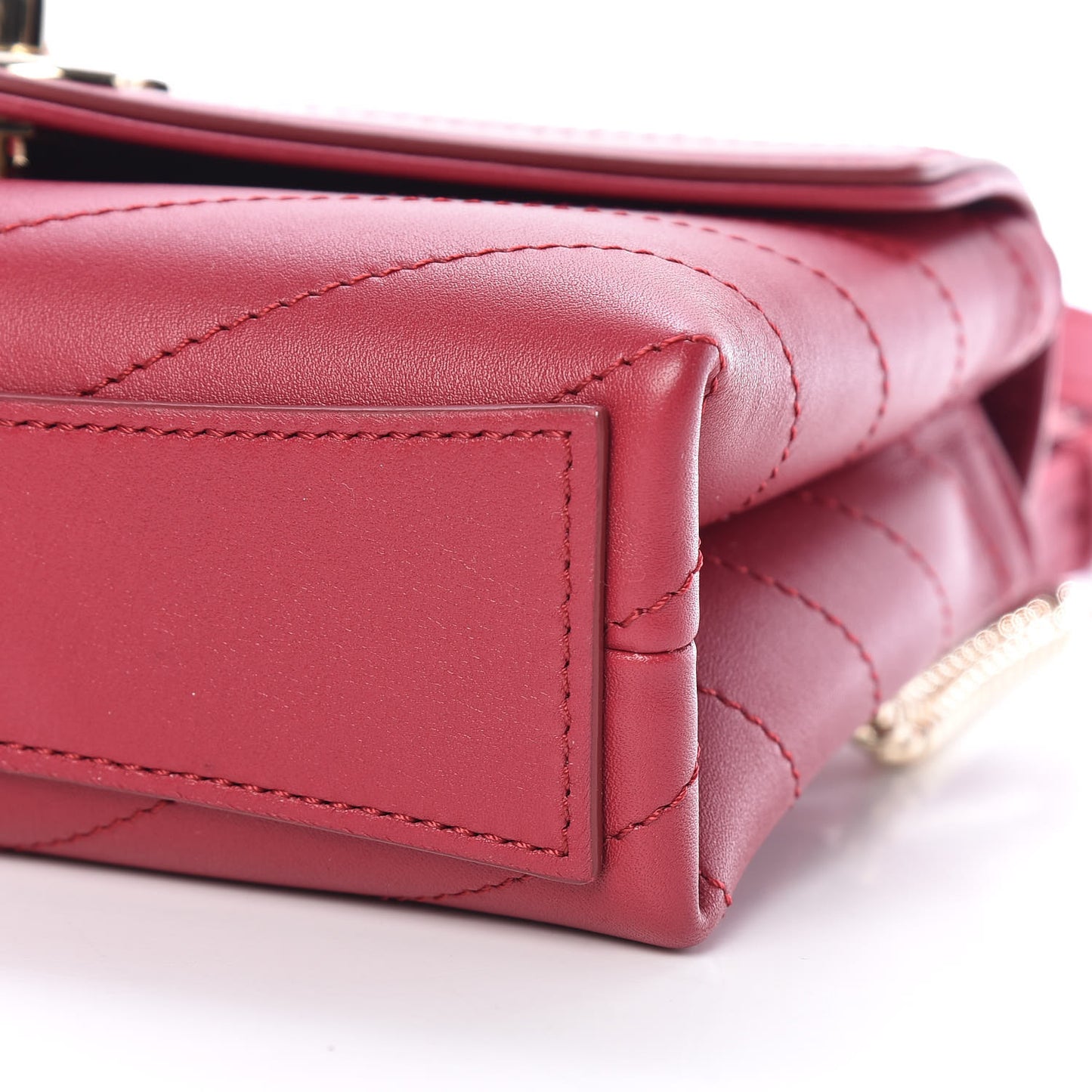 Calfskin Chevron Stitched Coco Waist Bag Red