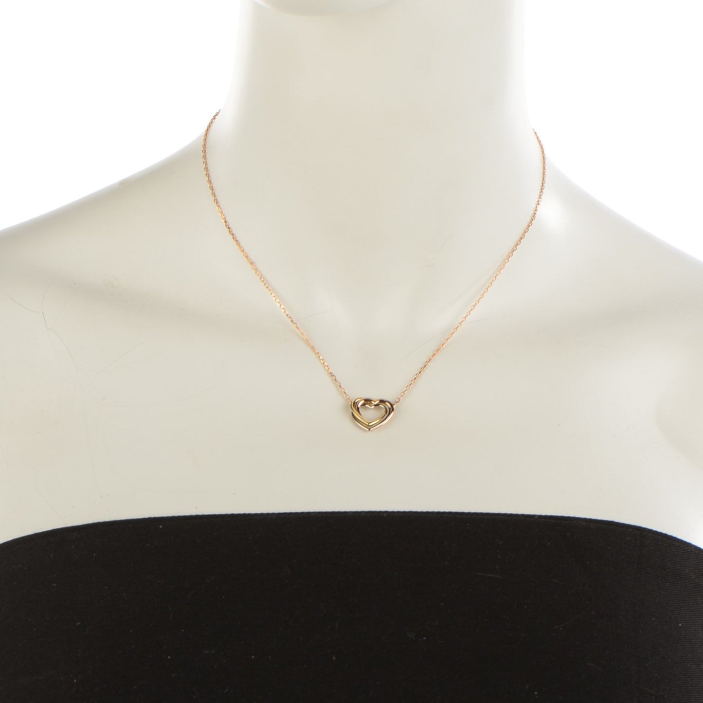 18K Pink Yellow White Gold Trinity Heart Necklace