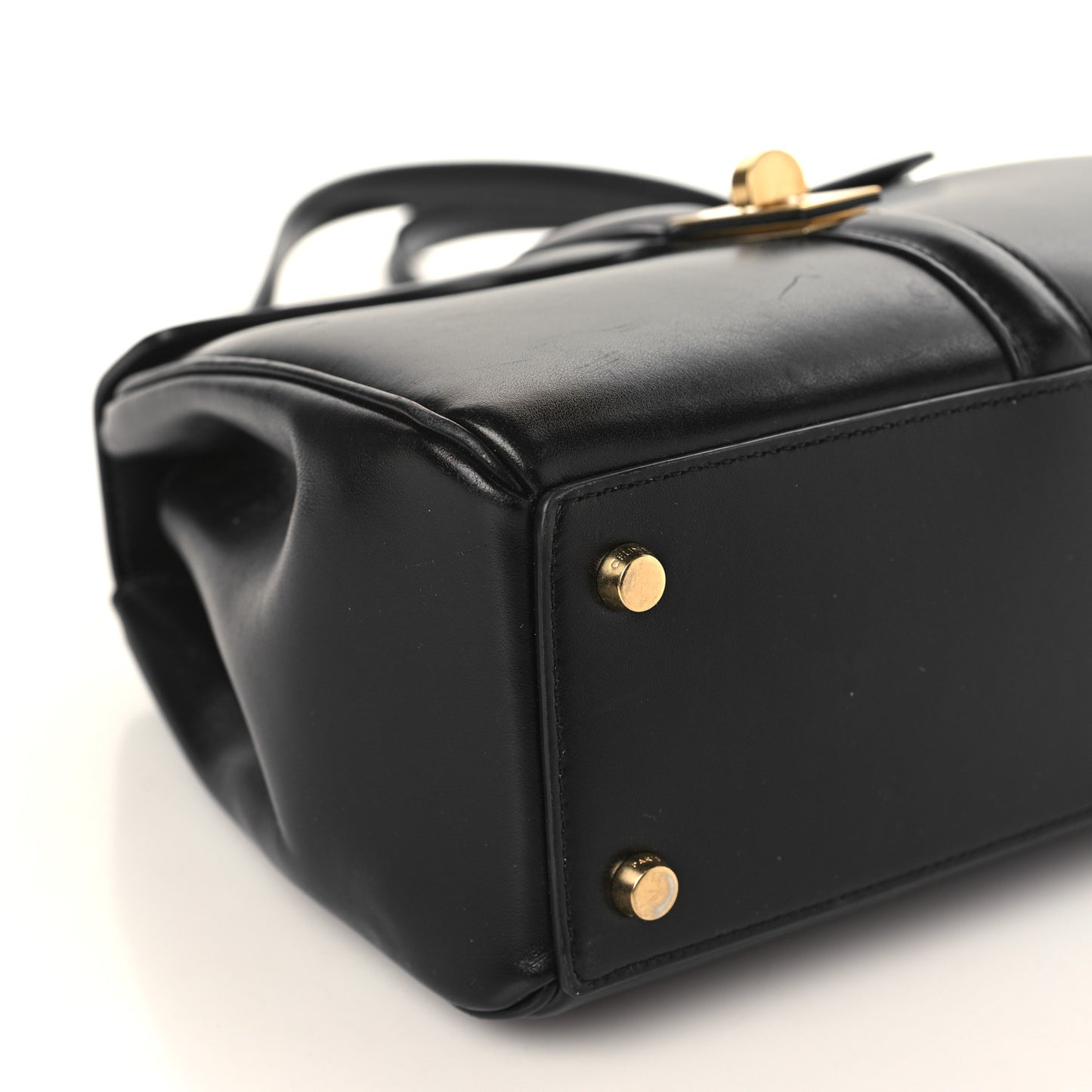 Satinated Calfskin Small 16 Top Handle Bag Black