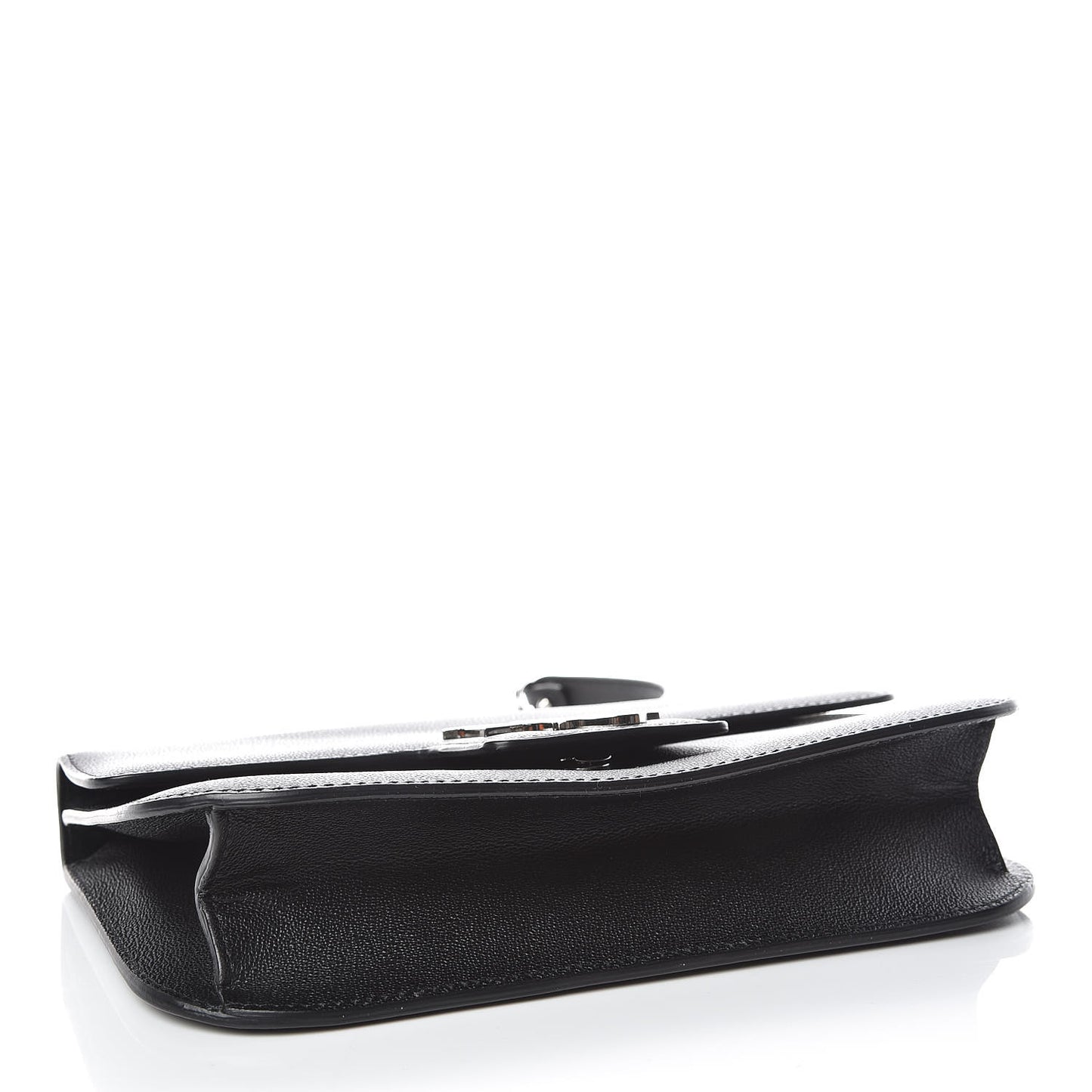 Grained Calfskin Medium Insignia Flap Black