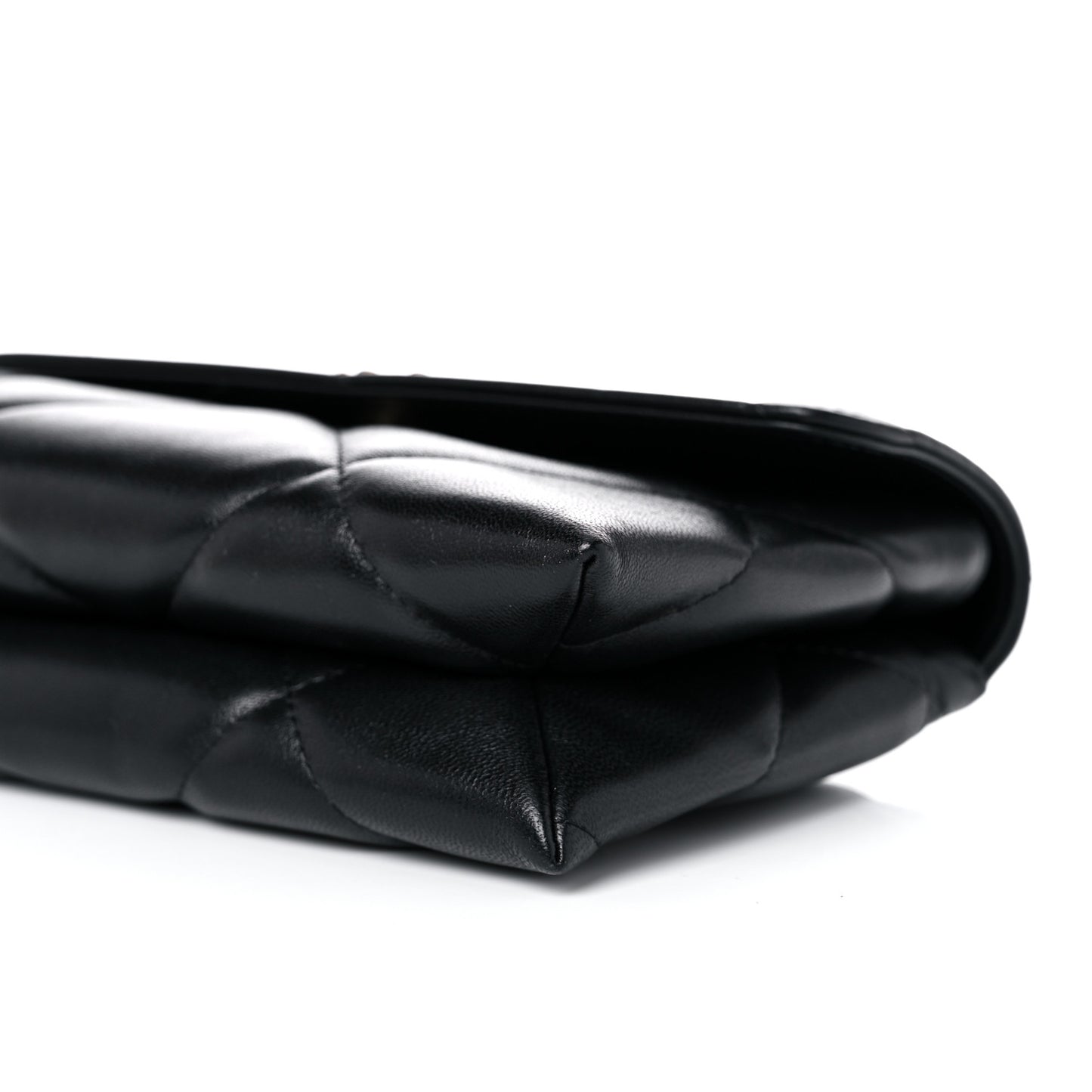 Lambskin Quilted Chanel 19 Flap Clutch Black