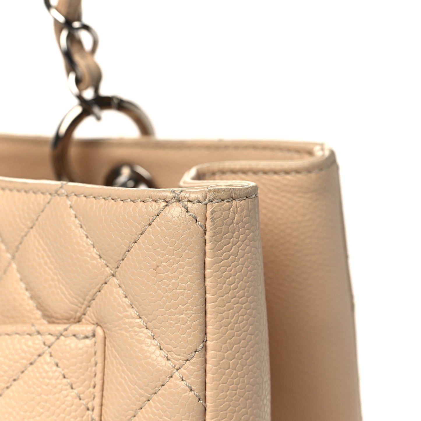 Caviar Quilted Grand Shopping Tote GST Beige Clair