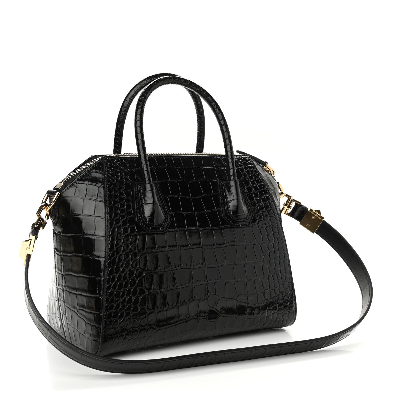 Givenchy Calfskin Crocodile Embossed Small Antigona Black 3 of 10