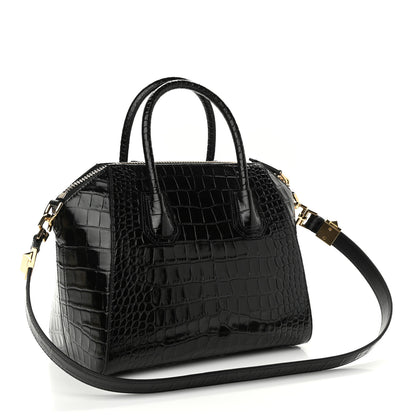 Givenchy Calfskin Crocodile Embossed Small Antigona Black 3 of 10