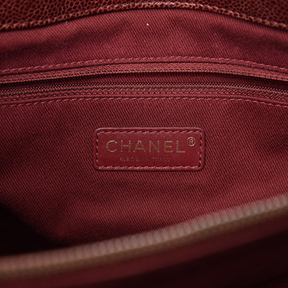 Chanel Glazed Caviar Quilted Small Shiva Tote Burgundy 5 of 11