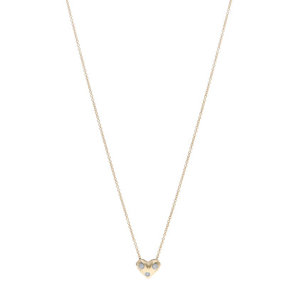 Tiffany 18K Yellow Gold Platinum Diamond Small Etoile Heart Pendant Necklace 1 of 4