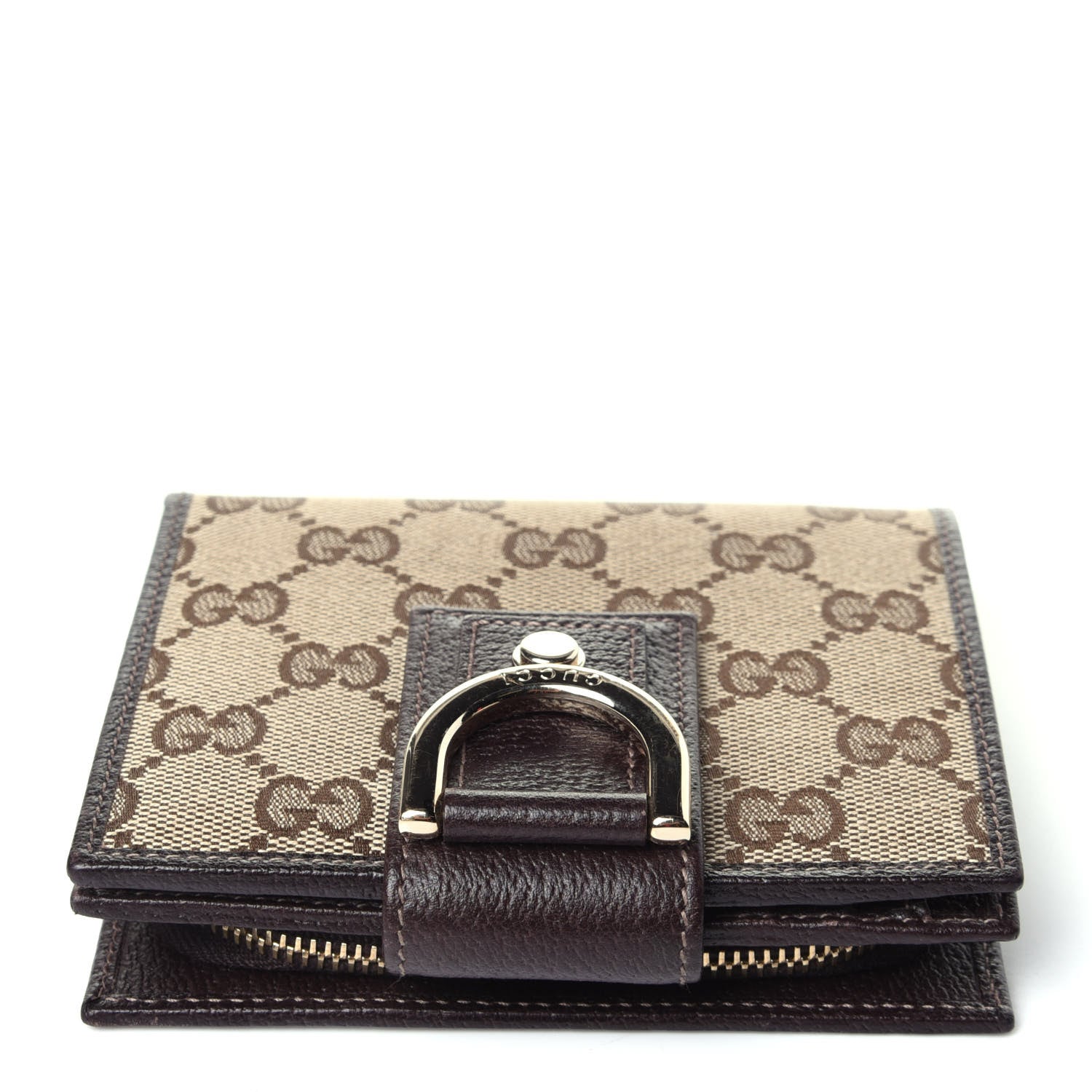 Gucci Monogram D Ring Compact Wallet Dark Brown 10 of 12