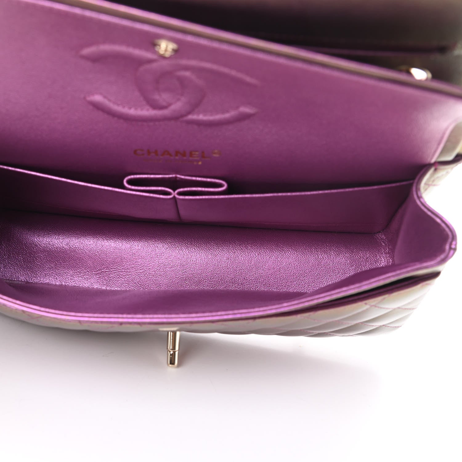 Chanel Iridescent Lambskin Quilted Medium Double Flap Purple 5 of 11