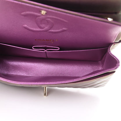 Chanel Iridescent Lambskin Quilted Medium Double Flap Purple 5 of 11
