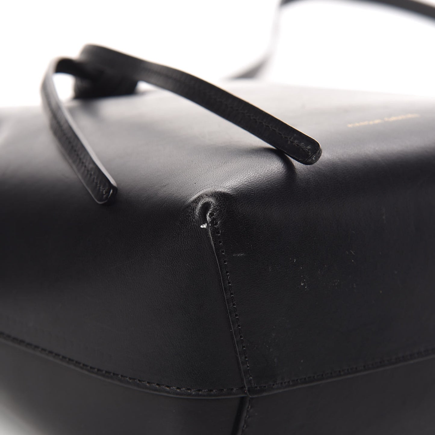 Vegetable Tanned Calfskin Mini Bucket Bag Black Flamma