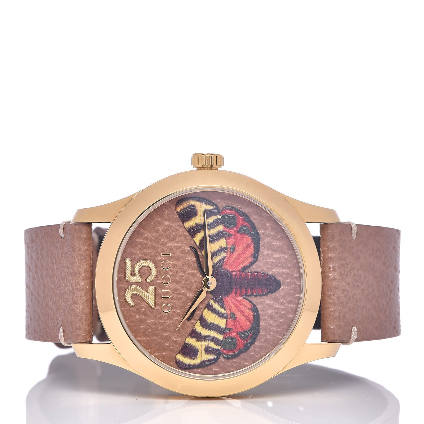 Stainless Steel Calfskin 38mm G-Timeless Moth Quartz Watch Brown