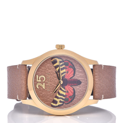 Gucci Stainless Steel Calfskin 38mm G-Timeless Moth Quartz Watch Brown 3 of 6