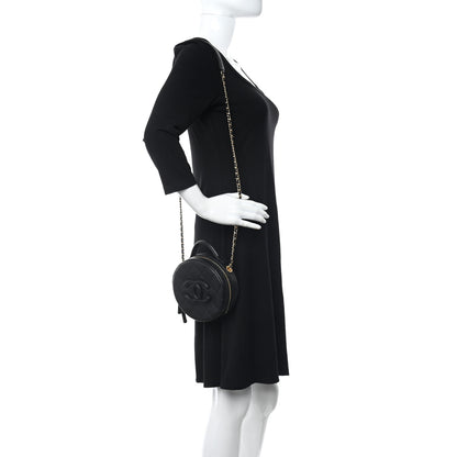 Chanel Caviar Quilted Small Round Vanity With Chain Black 2 of 9