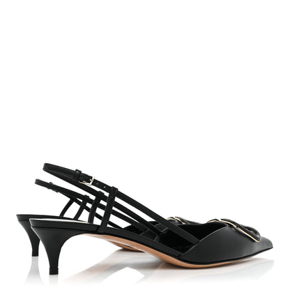 Valentino Garavani Calfskin Tonal Vlogo Slingback Pumps 38.5 Black 4 of 8