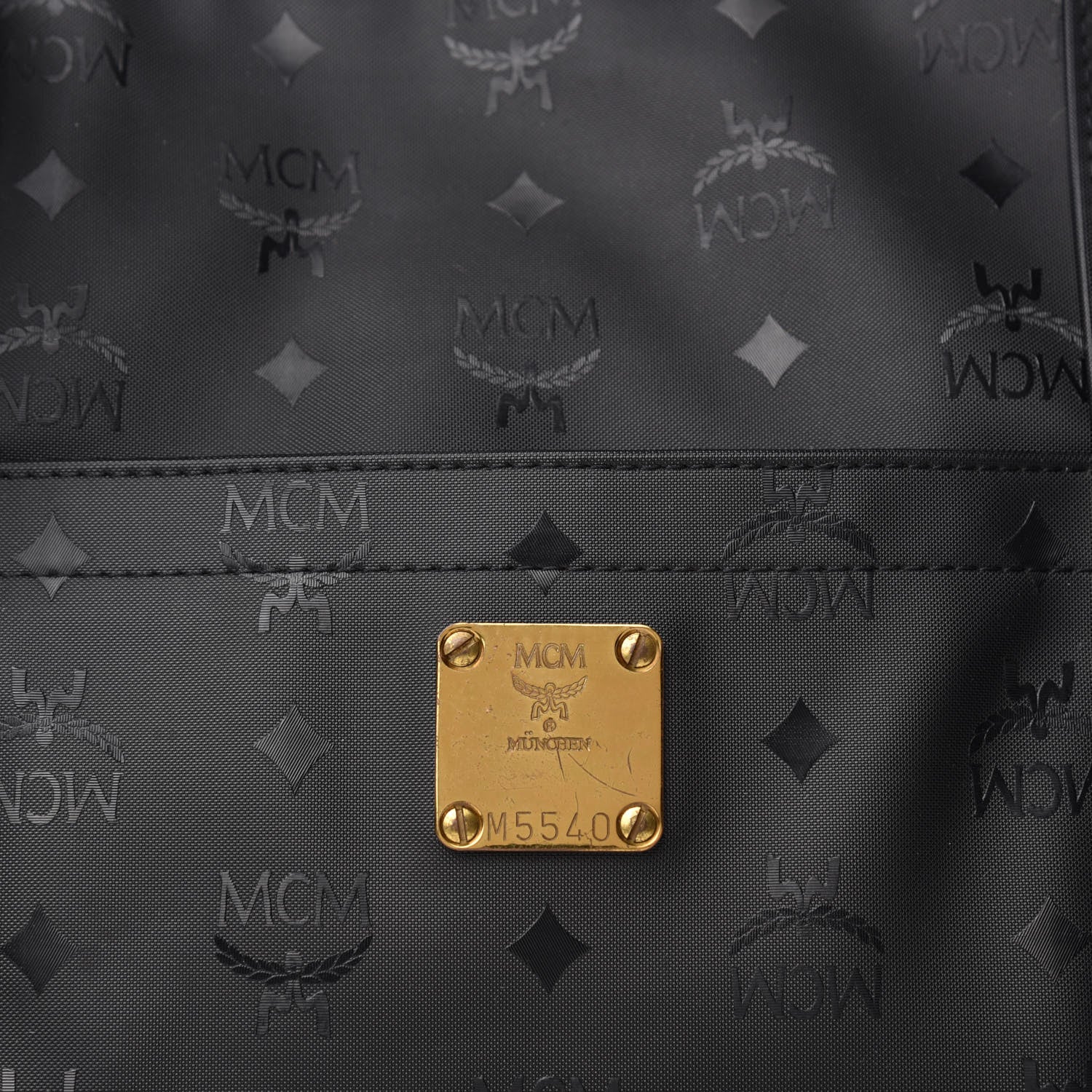 MCM Monogram Coated Canvas Tote Bag Black 9 of 9
