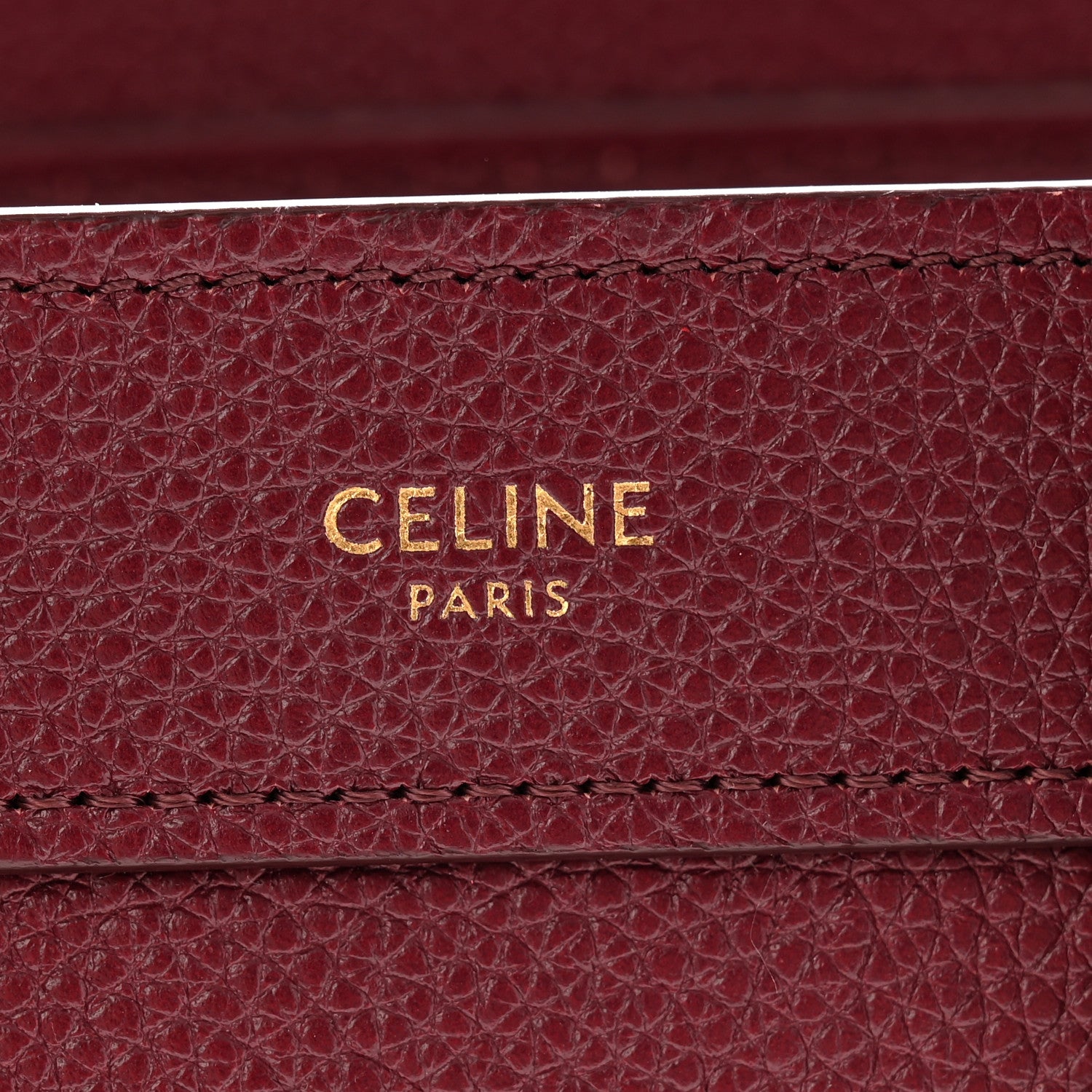 Celine Drummed Calfskin Nano Luggage Burgundy 6 of 12
