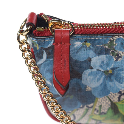 Gucci GG Supreme Monogram Blooms Mini Chain Bag Beige Blue Navy Hibiscus Red 8 of 9