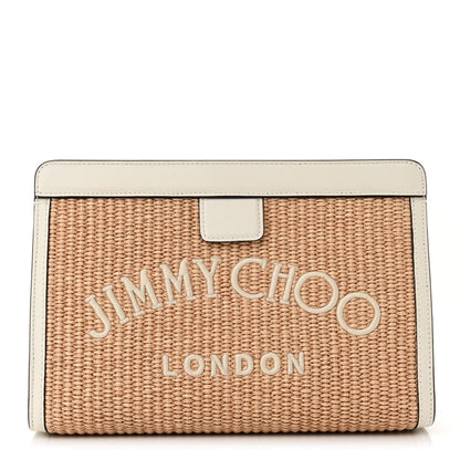 Jimmy Choo Raffia Avenue London Clutch Natural Latte 1 of 10