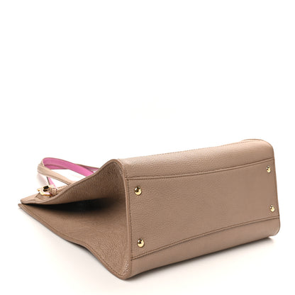 Salvatore Ferragamo Grained Calfskin Double Handle Medium Amy Tote Beige Pink 4 of 9