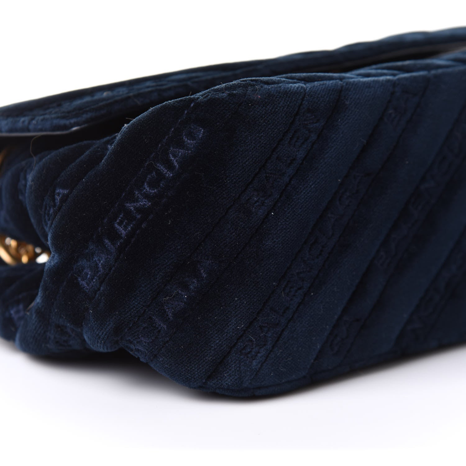Balenciaga Velvet Logo Matelasse BB Chain Wallet Navy 9 of 10