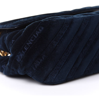 Balenciaga Velvet Logo Matelasse BB Chain Wallet Navy 9 of 10
