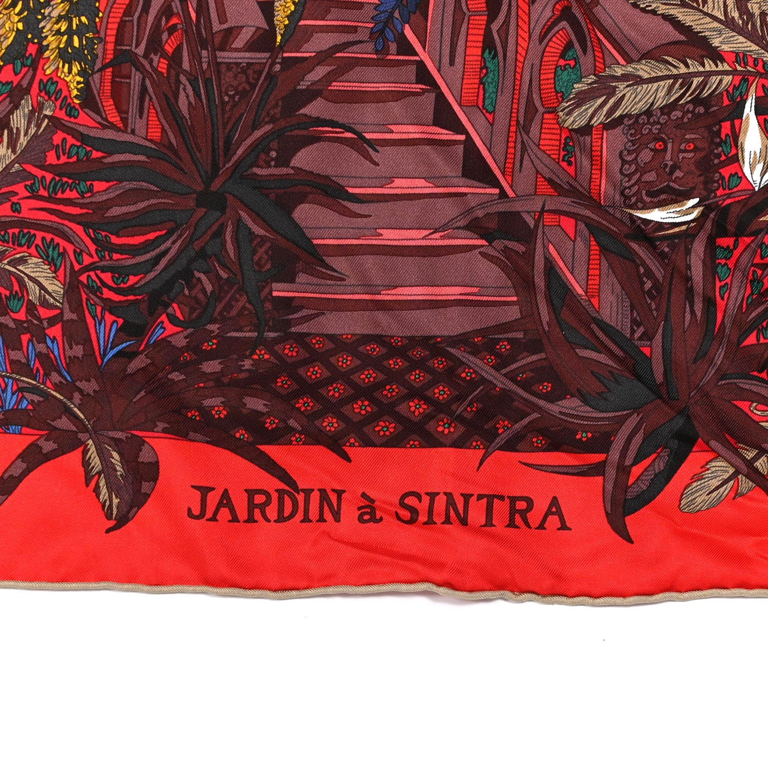 Hermes Silk Jardin A Sintra Scarf 90 Rouge Bleu Vert 5 of 6