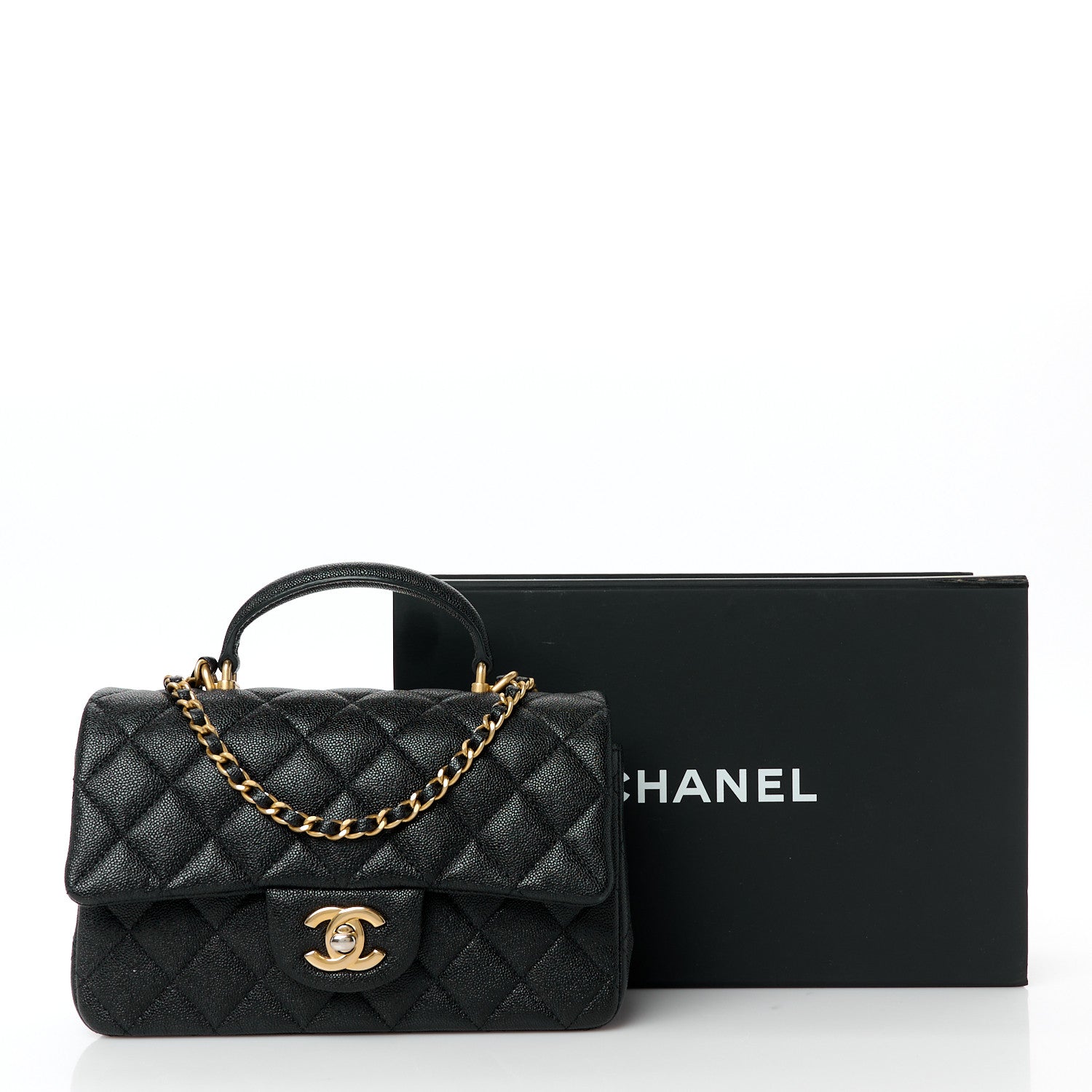 Chanel Caviar Quilted Mini Top Handle Rectangular Flap Black 12 of 12