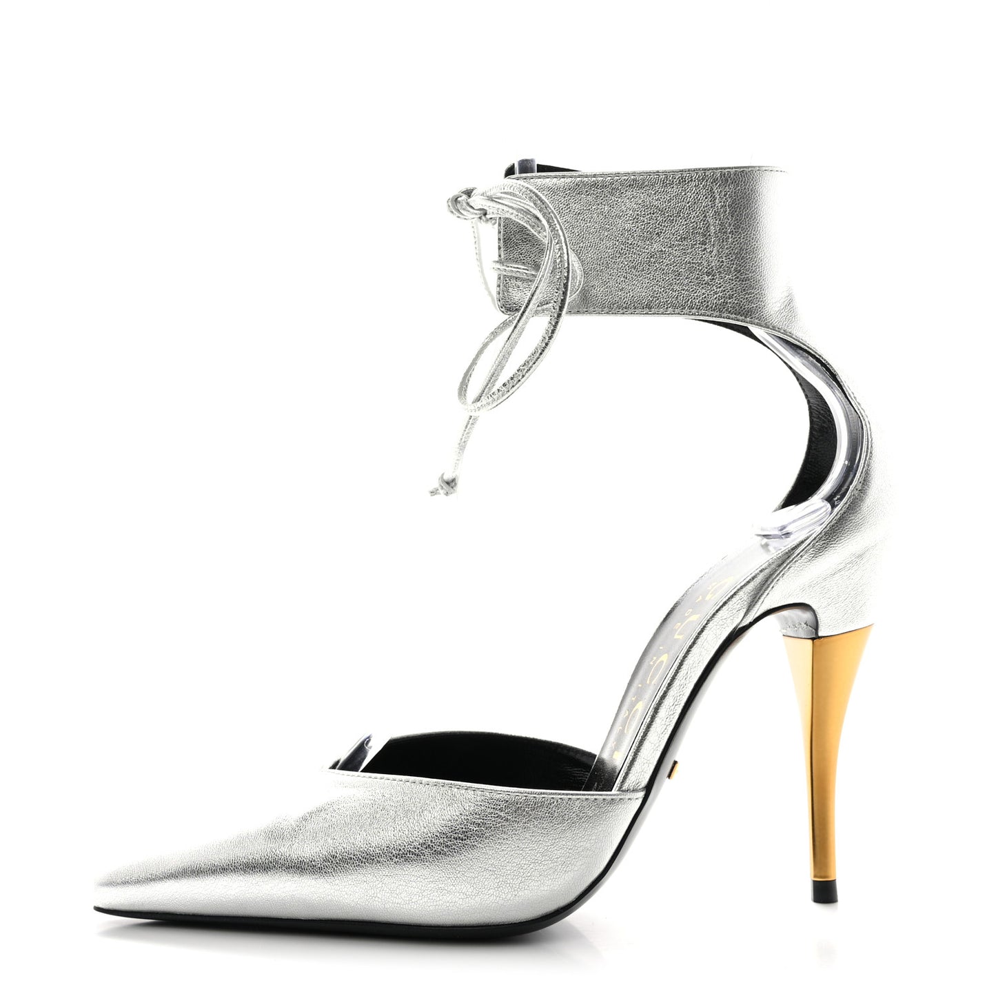 Soft Nappa Priscilla Ankle Cuff Pumps 36.5 Silver