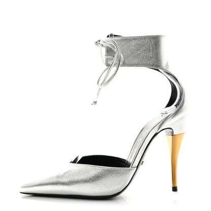 Gucci Soft Nappa Priscilla Ankle Cuff Pumps 36.5 Silver 1 of 9