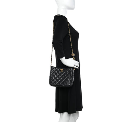 Chanel Lambskin Quilted Small Pearl Crush Hobo Black 2 of 12