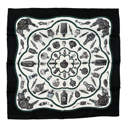 Hermes Silk Les Flacons Scarf 70 Black White Sapin 1 of 5