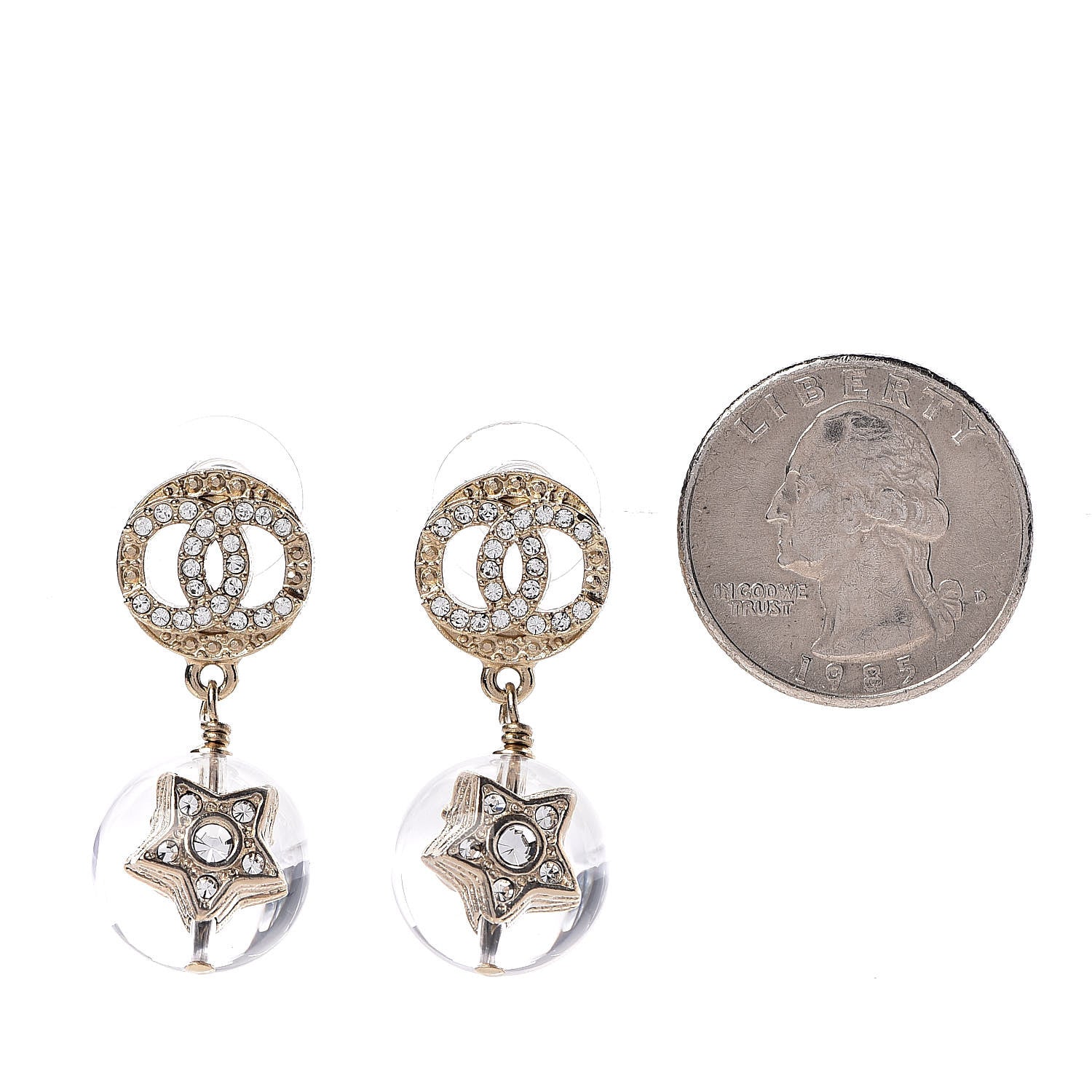 Chanel Resin Crystal CC Star Earrings Gold 2 of 5