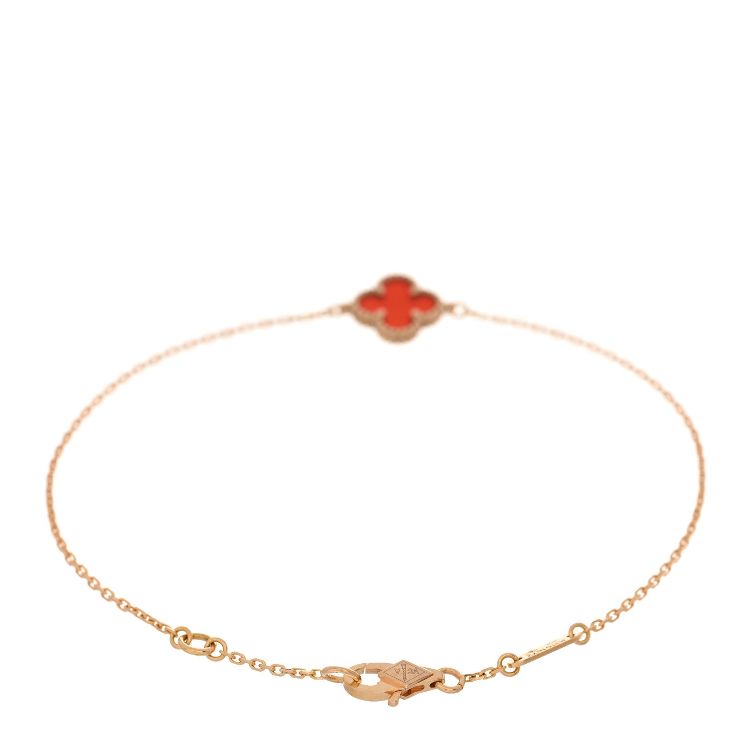 Van Cleef & Arpels 18K Rose Gold Carnelian Sweet Alhambra Bracelet 2 of 4