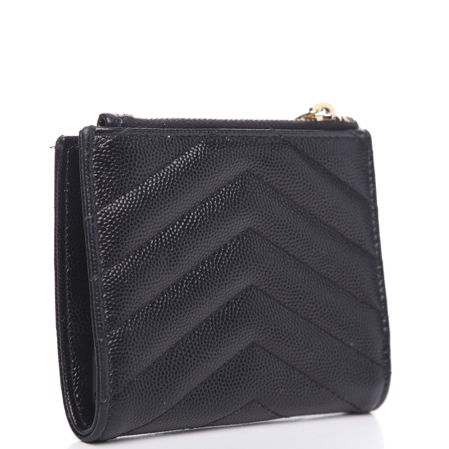 Grain De Poudre Matelasse Chevron Monogram Zipped Card Case Black