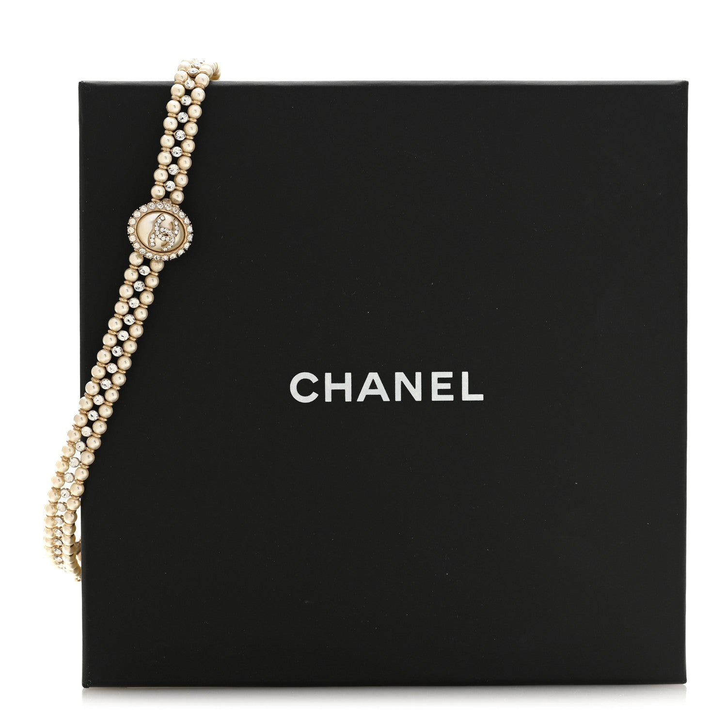 Chanel Pearl Crystal CC Choker Necklace Gold 5 of 5