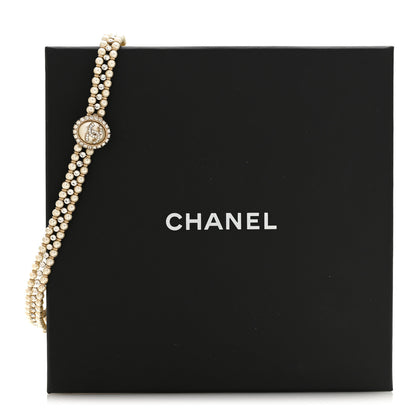 Chanel Pearl Crystal CC Choker Necklace Gold 5 of 5
