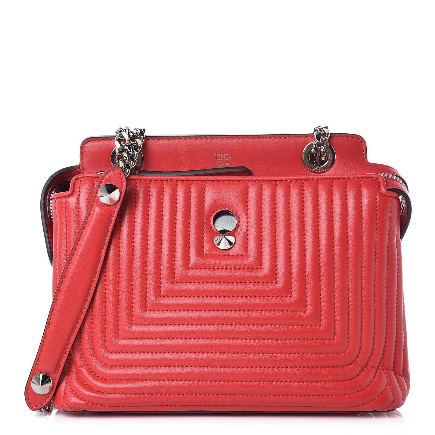 Shiny Nappa Trapuntata Small DotCom Click Chain Satchel Rojo