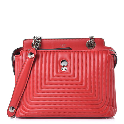 Fendi Shiny Nappa Trapuntata Small DotCom Click Chain Satchel Rojo 1 of 9