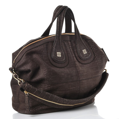Givenchy Nubuck Crocodile Embossed Medium Nightingale Dark Brown 4 of 12