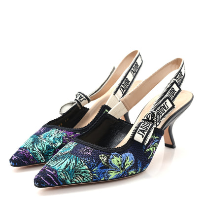 Christian Dior Canvas Embroidered Voyage Cotton Ribbon J'Adior Slingback 65mm Pumps 38 Multicolor 4 of 10