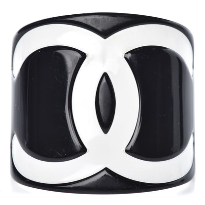 Chanel Resin CC Wide Cuff Black White 1 of 5