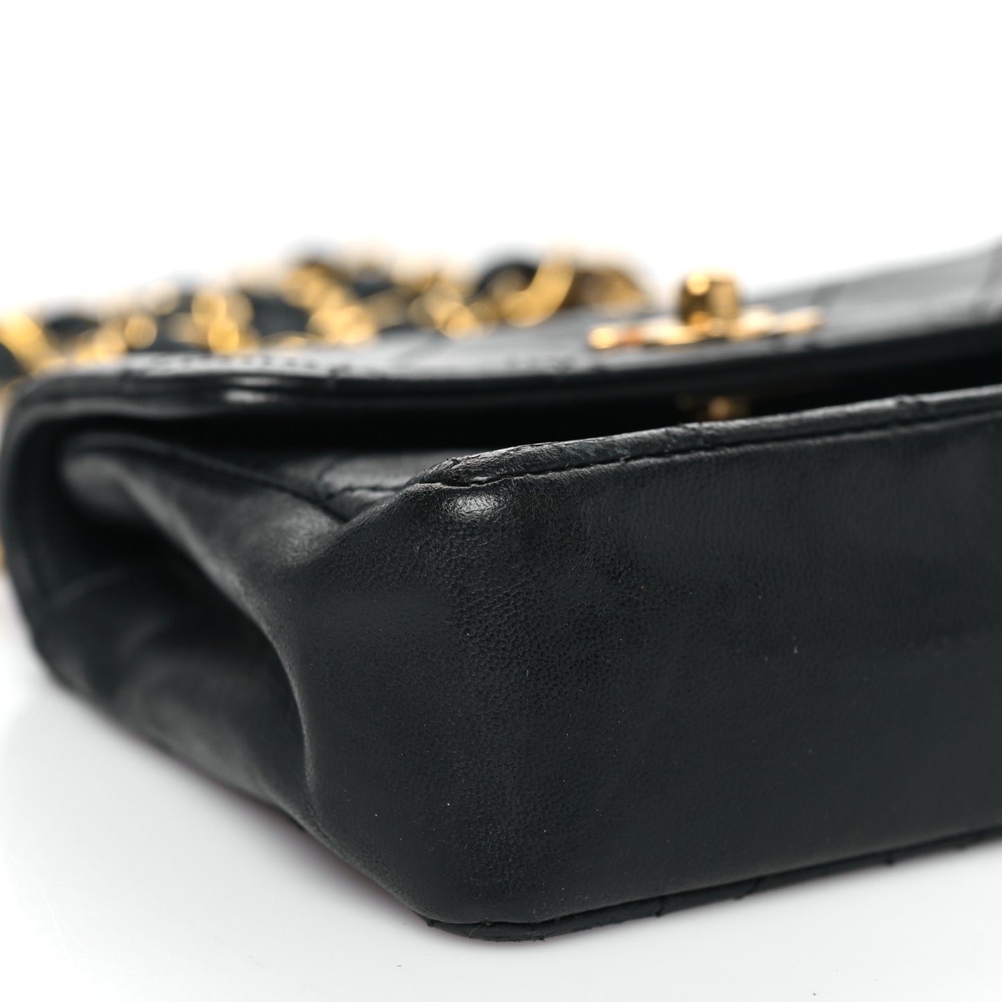 Lambskin Quilted Micro Mini Flap Bag Black